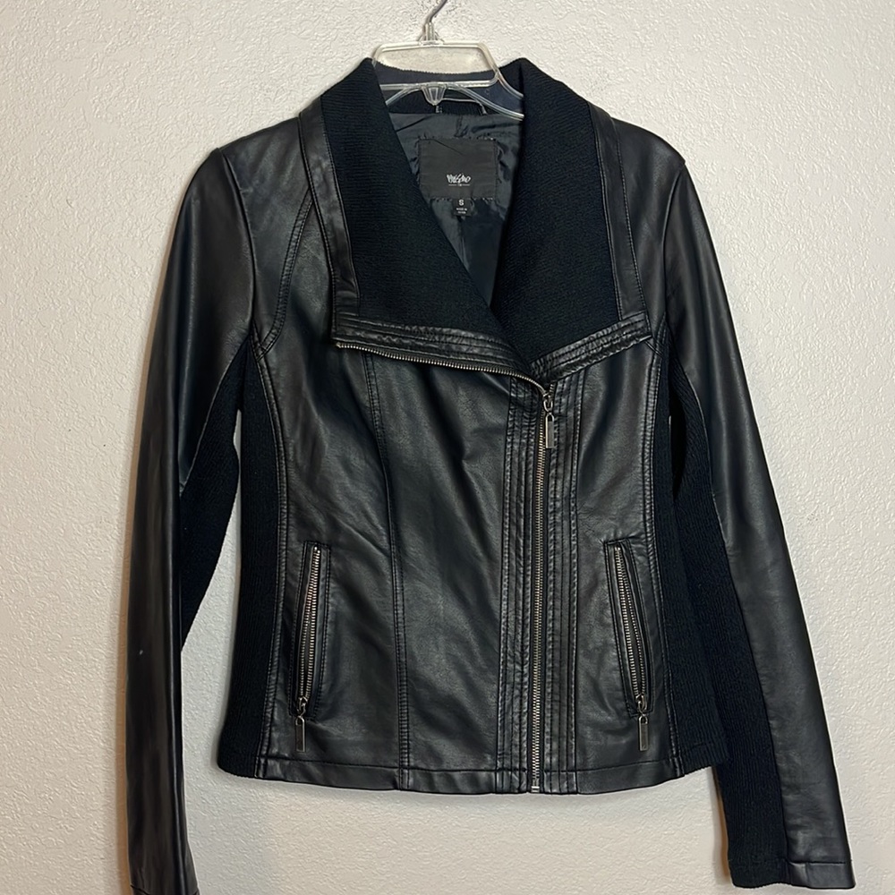 Mossimo Faux Leather Moto Jacket Asymmetric Zipper Size Small